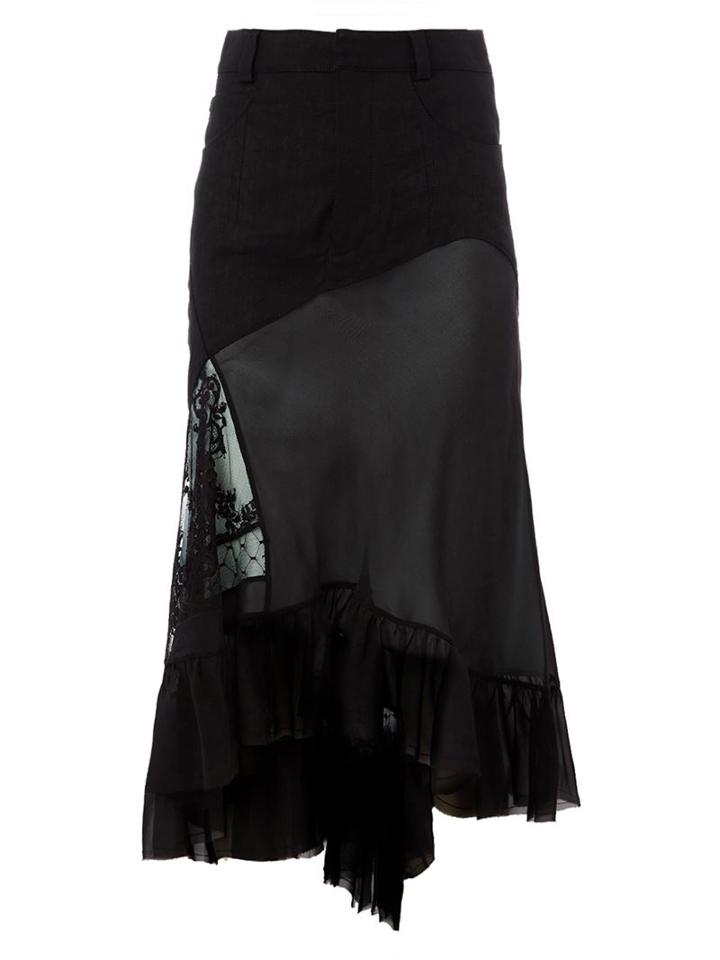 Haider Ackermann Asymmetric Layered Skirt, Women's, Size: 36, Black, Silk/cotton/linen/flax/virgin Wool