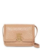Burberry Small Monogram Leather Tb Bag - Neutrals