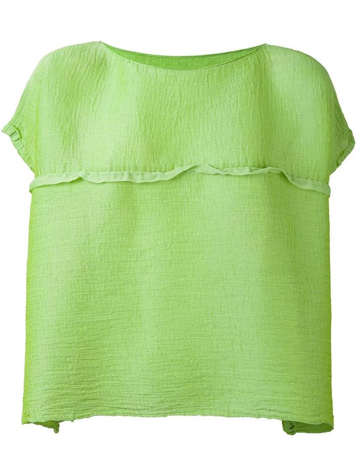 Issey Miyake Cauliflower Boat Neck Blouse, Women's, Green, Polyester
