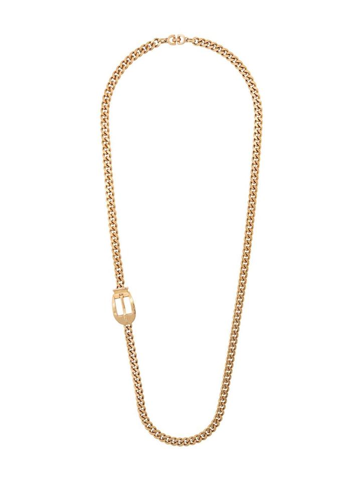 Christian Dior Pre-owned Buckle Detail Chain Necklace - Gold