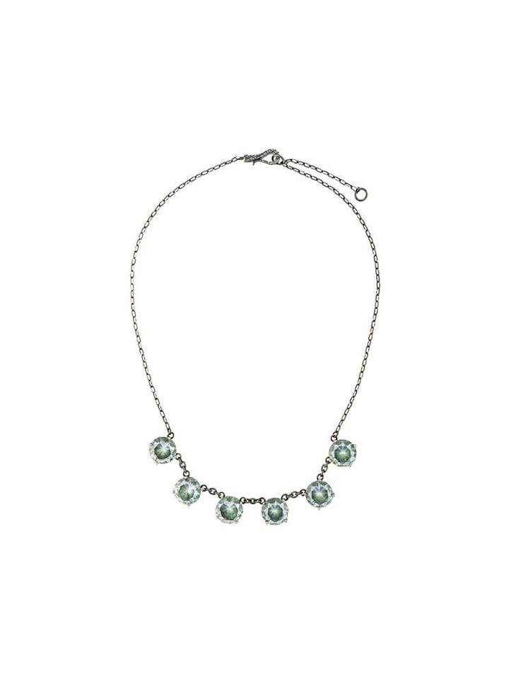 Bottega Veneta Necklace In Silver And Naturale Brown Cubic Zirconia,
