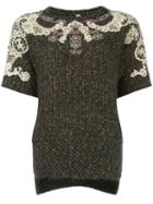 Antonio Marras Lace Overlay Knitted Top, Women's, Size: Large, Green, Acrylic/nylon/polyester/wool