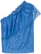 Msgm - Single Sleeve Lace Blouse - Women - Cotton/polyamide/polyester/viscose - 38, Blue, Cotton/polyamide/polyester/viscose