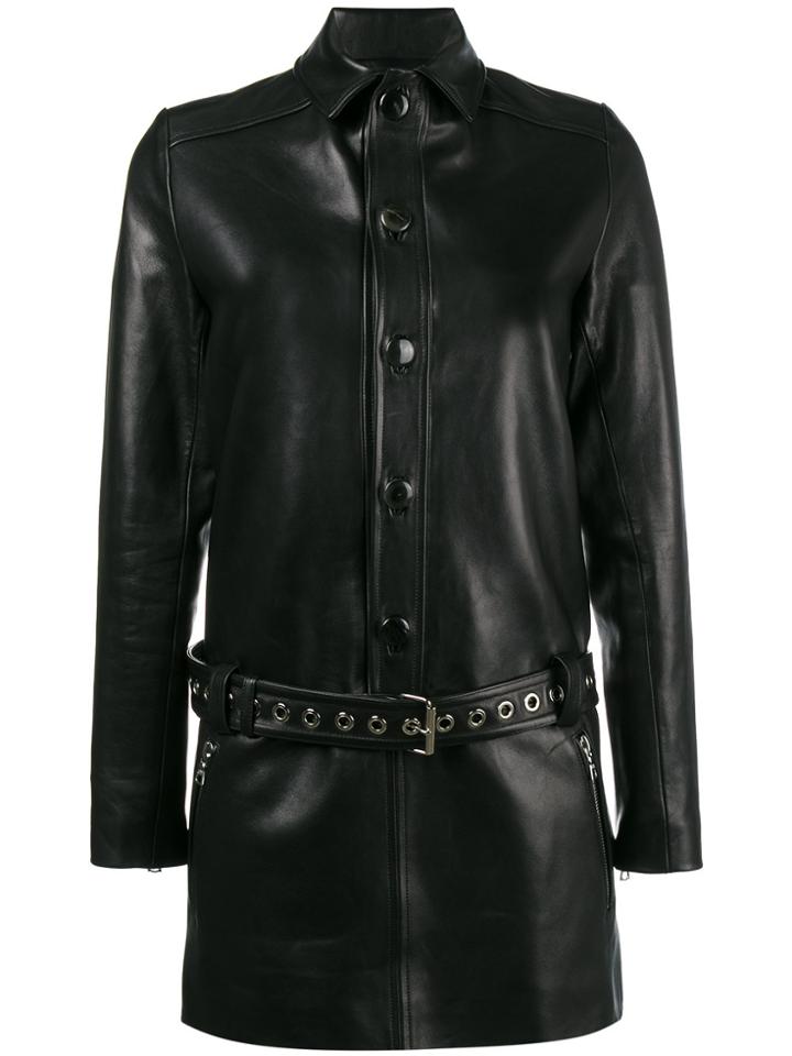 Beau Souci Belted Leather Mini Dress - Black