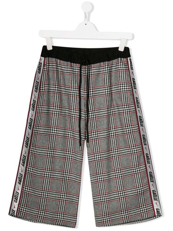 Gaelle Paris Kids Check Wide Leg Trousers - Grey