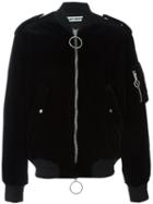 Off-white Velvet Bomber Jacket, Men's, Size: Medium, Black, Cotton/viscose/polyester