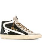 Golden Goose Deluxe Brand Slide Hi-top Sneakers, Men's, Size: 41, Black, Cotton/leather/nubuck Leather/leather