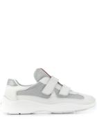 Prada Paneled Velcro Fastened Sneakers - White