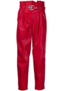 Pinko Carrot-fit Faux-leather Trousers - Red