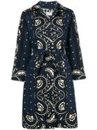 Red Valentino Loose Fit Printed Coat - Blue