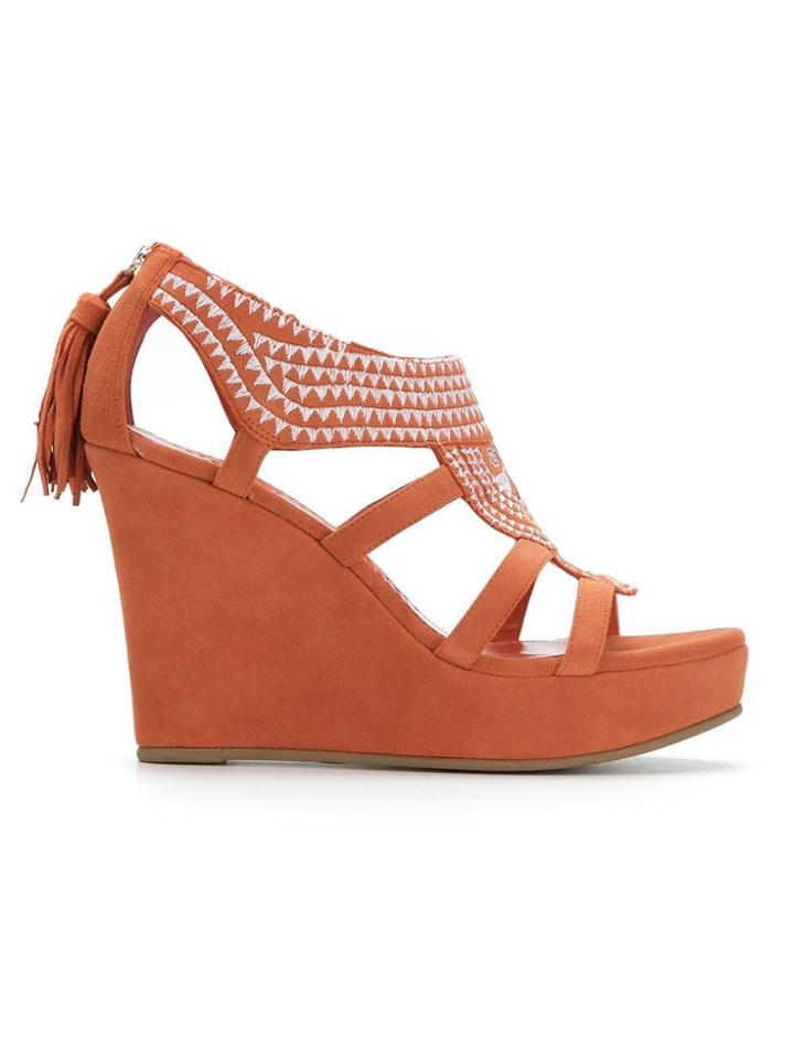 Sarah Chofakian Embroidered Platform Sandals - Yellow & Orange