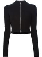 T By Alexander Wang Cropped Cardigan, Women's, Size: M, Black, Cotton/nylon/spandex/elastane
