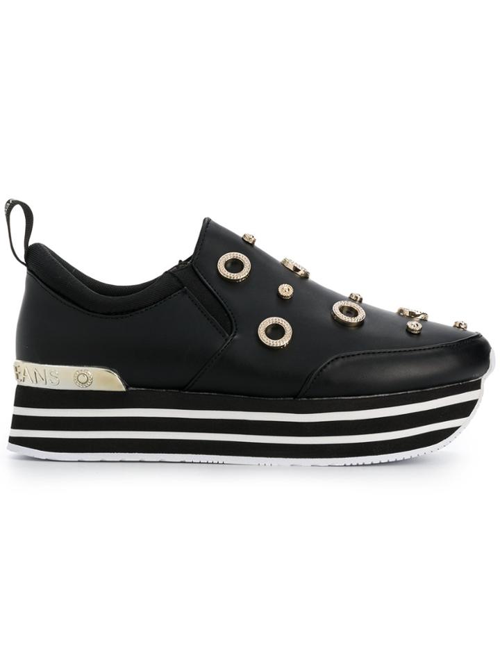 Versace Jeans Embellished Platform Sneakers - Black