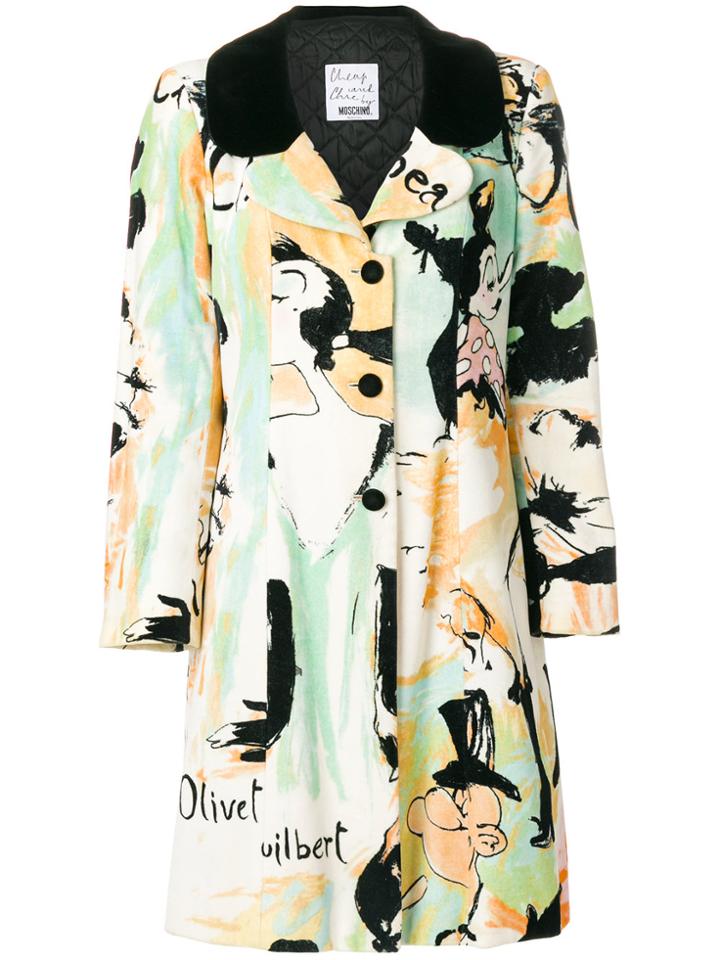 Moschino Vintage Olive Oyl Velveteen Coat - Multicolour