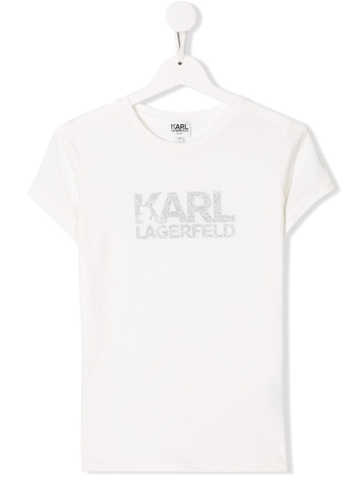 Karl Lagerfeld Kids Glitter Logo T-shirt - White