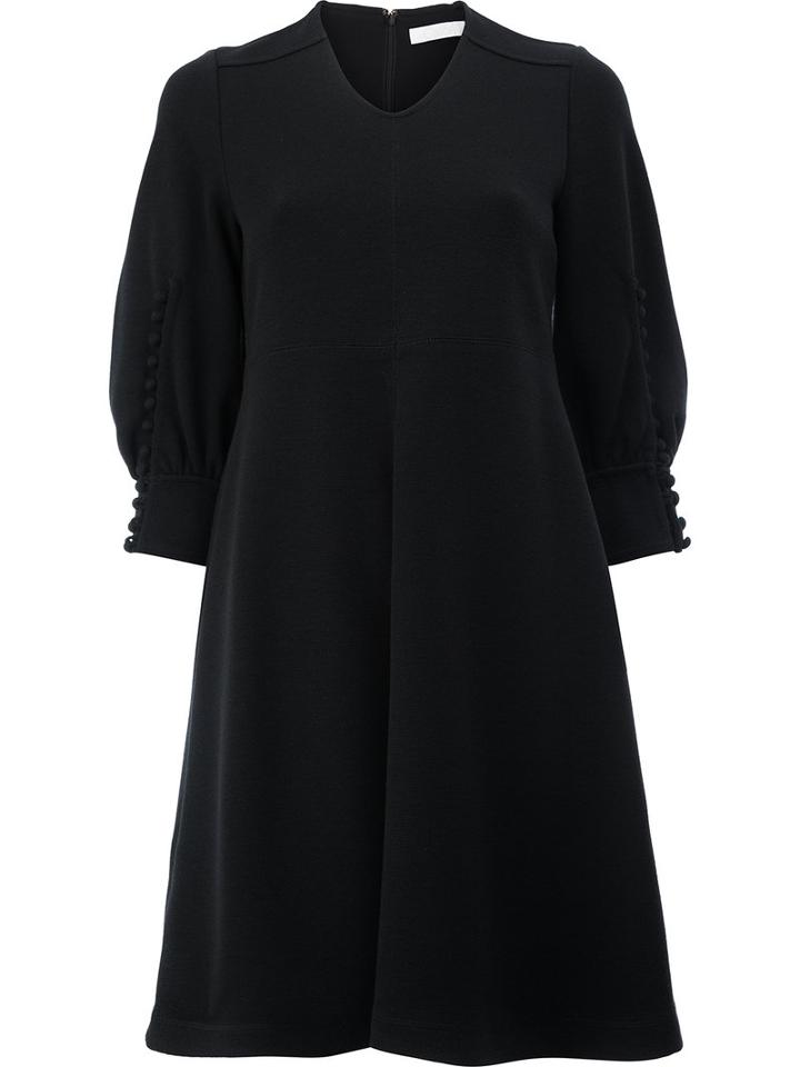Chloé - Full Sleeve Swing Dress - Women - Silk/virgin Wool - 40, Black, Silk/virgin Wool