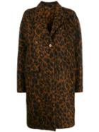 Ermanno Scervino Leopard Single-breasted Coat - Brown