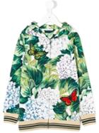 Dolce & Gabbana Kids - Hydrangea-print Hooded Sweatshirt - Kids - Cotton - 6 Yrs, Green