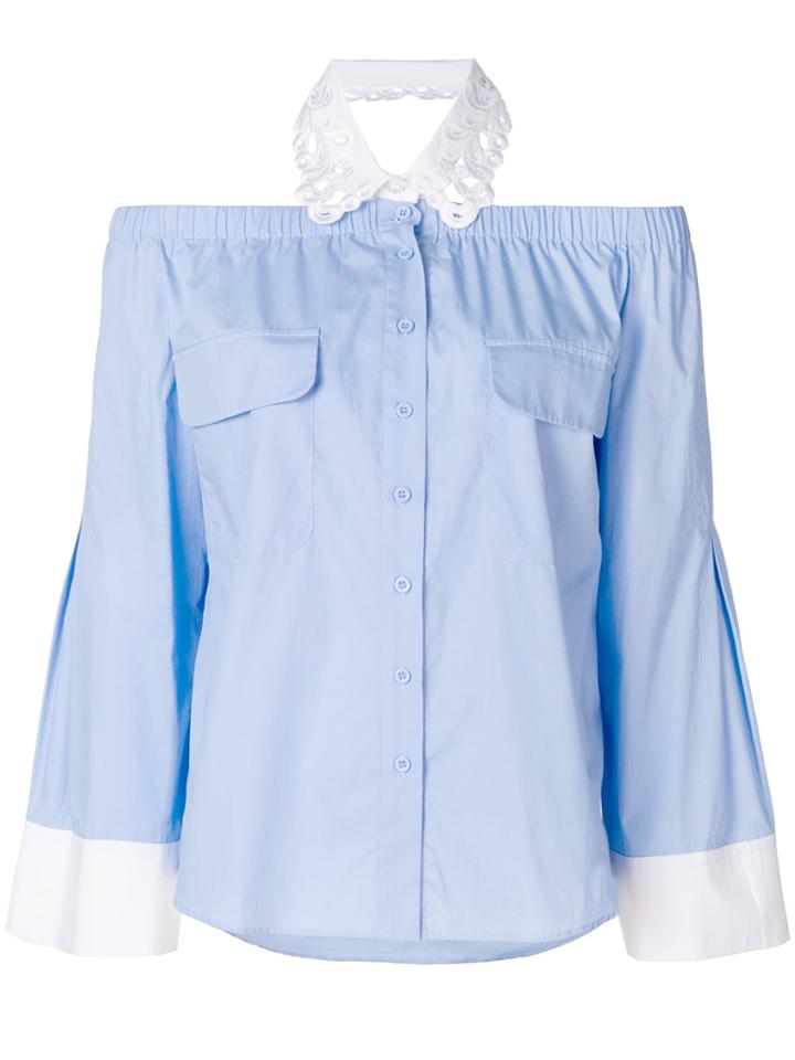Isabelle Blanche Off-shoulder Shirt - Blue