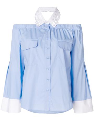 Isabelle Blanche Off-shoulder Shirt - Blue