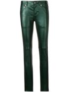 Saint Laurent Coated Slim Fit Trousers - Green