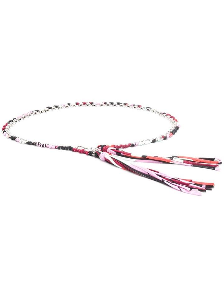 Emilio Pucci Chain Belt With Printed Fabric Trim - Red