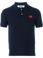 Comme Des Garçons Play Embroidered Heart Polo Shirt, Men's, Size: Small, Blue, Cotton