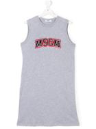 Msgm Kids Teen Sequin Logo T-shirt Dress - Grey