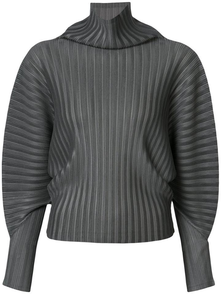 Pleats Please By Issey Miyake Pleated Turtle-neck Sweater - Green
