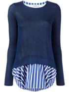 Dondup Shirt Trim Sweatshirt, Women's, Size: Small, Blue, Viscose/polyamide/cotton