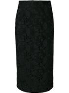 No21 - Straight Midi Skirt - Women - Silk/polyester/acetate - 44, Black, Silk/polyester/acetate