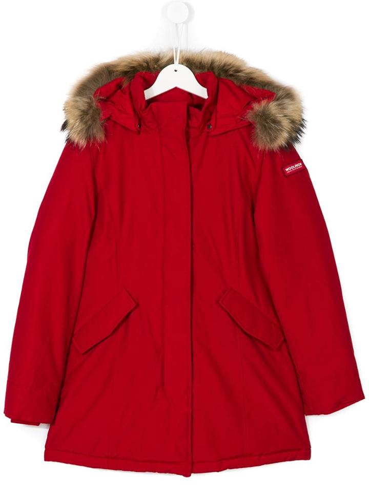 Woolrich Kids Teen Fur Hood Padded Parka - Red