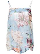 Fausto Puglisi - Floral Print Cami Top - Women - Silk - 44, Blue, Silk