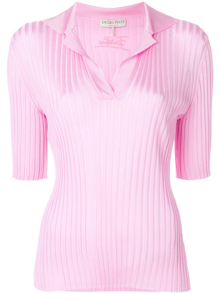 Emilio Pucci Ribbed Polo Shirt - Pink & Purple