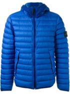 Stone Island Padded Hooded Jacket, Men's, Size: Small, Blue, Feather Down/polyamide/polyurethane Resin