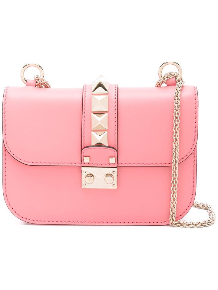 Valentino - Valentino Garavani Glam Lock Shoulder Bag - Women - Calf Leather - One Size, Women's, Pink/purple, Calf Leather