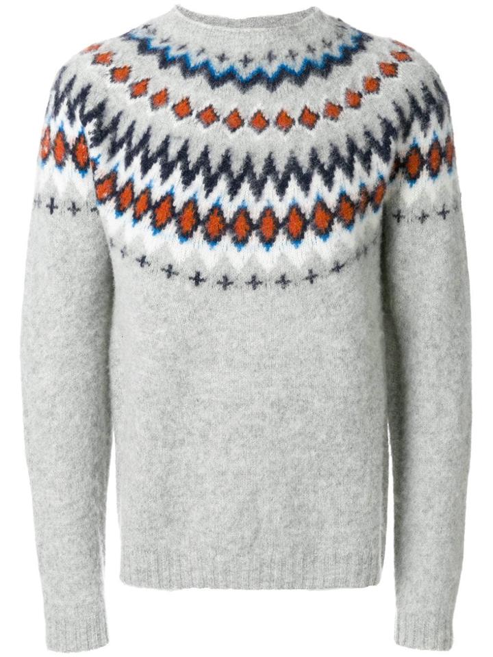 Norse Projects Fair Isle Knitted Sweater - Grey