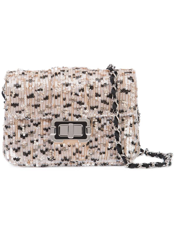 Monique Lhuillier - Sequinned Shoulder Bag - Women - Satin Ribbon/satin/sequin - One Size, Nude/neutrals, Satin Ribbon/satin/sequin