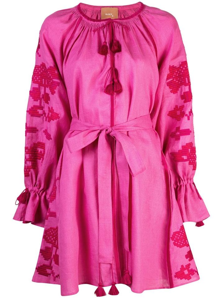 March 11 Geometric Embroidery Mini Dress - Pink