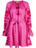 March 11 Geometric Embroidery Mini Dress - Pink