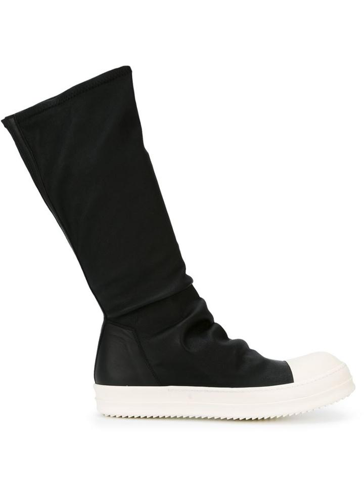 Rick Owens Sock High Top Boots, Men's, Size: 42, Black, Rubber/calf Leather