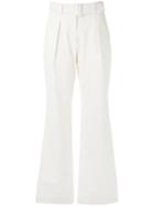 Egrey Belted Flare Trousers, Women's, Size: 40, White, Cotton/spandex/elastane