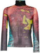 Jean Paul Gaultier Vintage Lettering Print Turtleneck Top - Orange