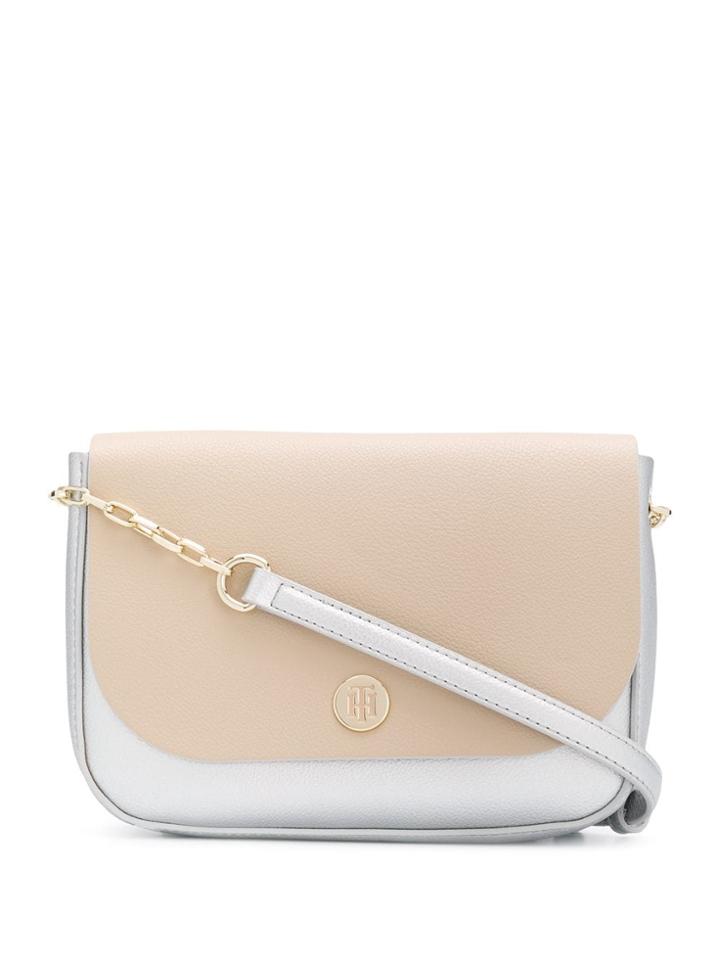 Tommy Hilfiger Two-tone Flap Crossbody Bag - Silver