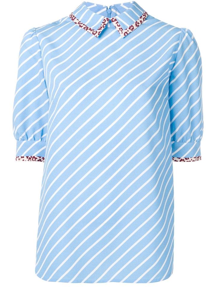 Essentiel Antwerp Striped Short Sleeve Shirt - Blue