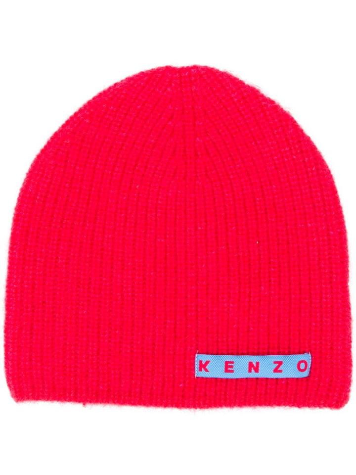Kenzo Contrast Logo Patch Beanie - Red