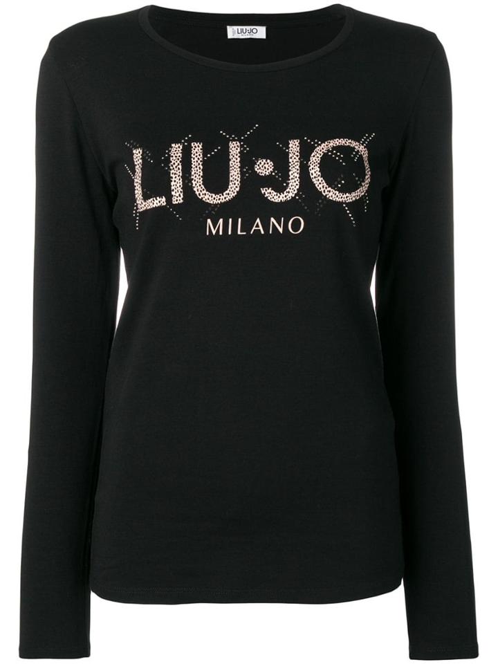 Liu Jo Long Sleeved Logo Top - Black