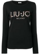 Liu Jo Long Sleeved Logo Top - Black