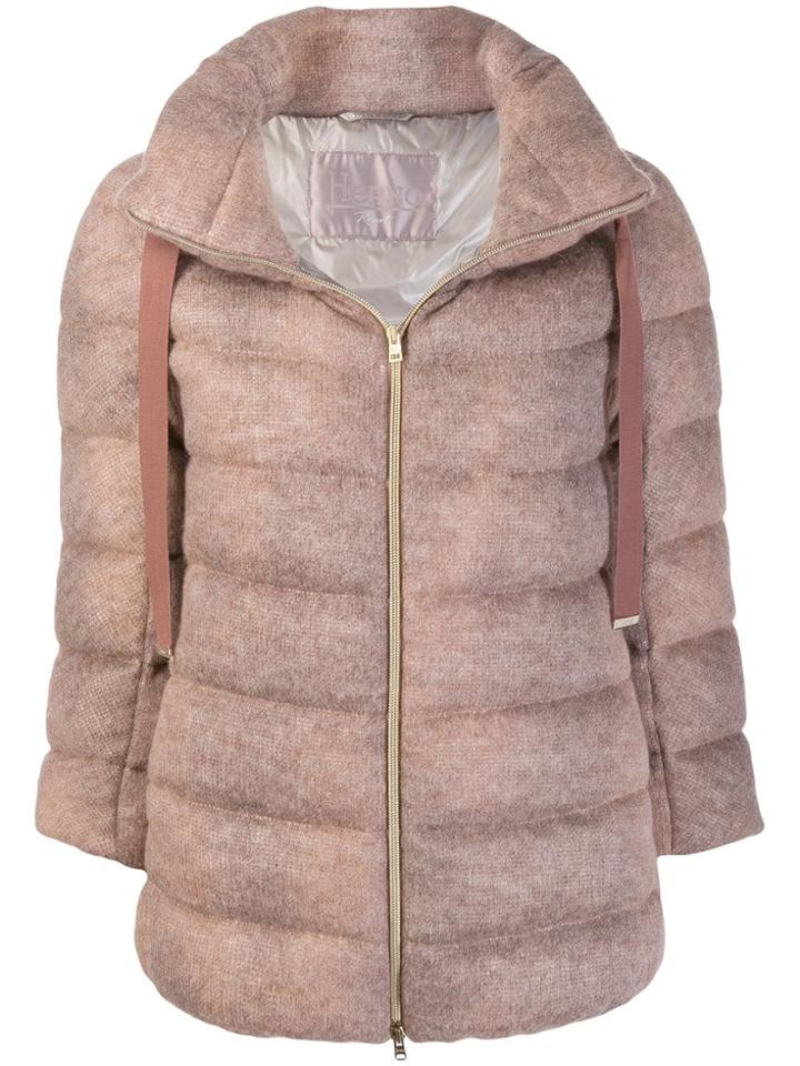 Herno Drawstring Collar Padded Jacket - Brown