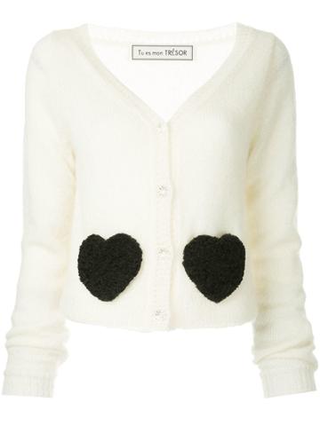Tu Es Mon Trésor Heart Cardigan - White